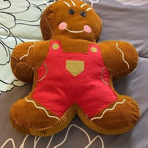 Gingerbread Plush Toy with Red Overalls